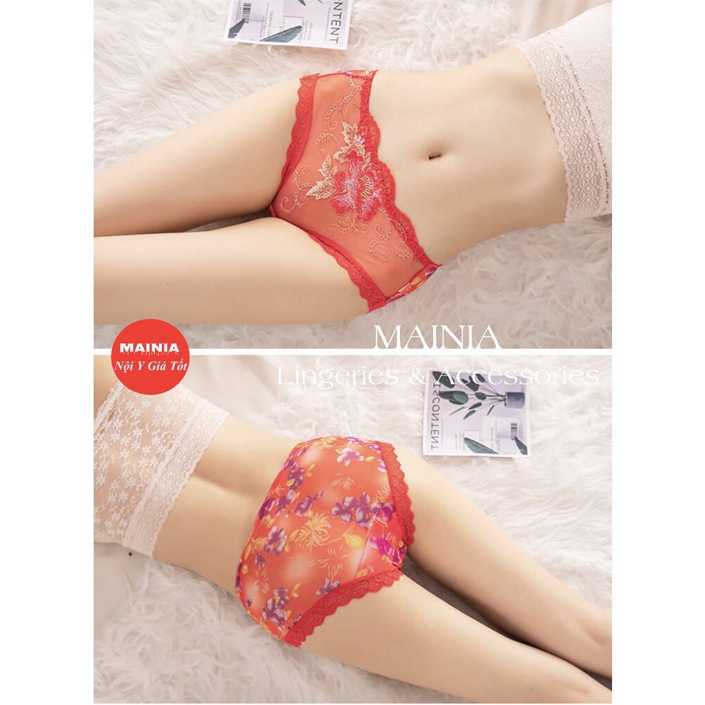 Quần Lót Nữ Ren Thêu Hoa Hồng 3D Xuyên Thấu Quần Chíp Nữ Sexy Gợi Cảm Cao Cấp Loại 1 Mainia Shop