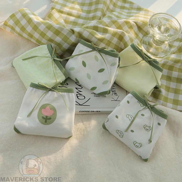 Set 5 quần Quần Lót cotton Lưng Vừa Thoáng Khí thoải mái và dễ chịu Cho Nữ Nội y xanh chất đẹp deal xịn sexy