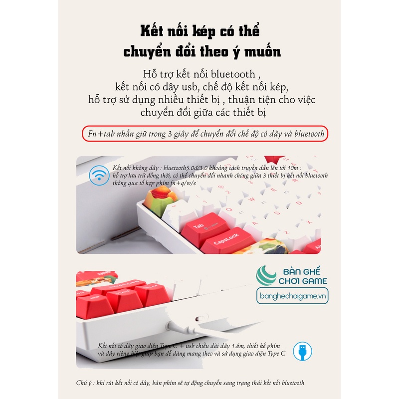 Bàn phím cơ không dây Newmen GM840 Hot Swap Outemu Switch