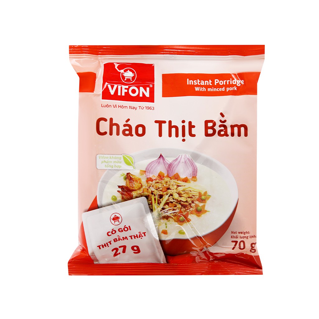 Cháo ăn liền VIFON Gà,Thịt bằm, Sườn, Nấm đông cô Gói 70g