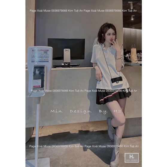 Set thom polo mix chân váy ly