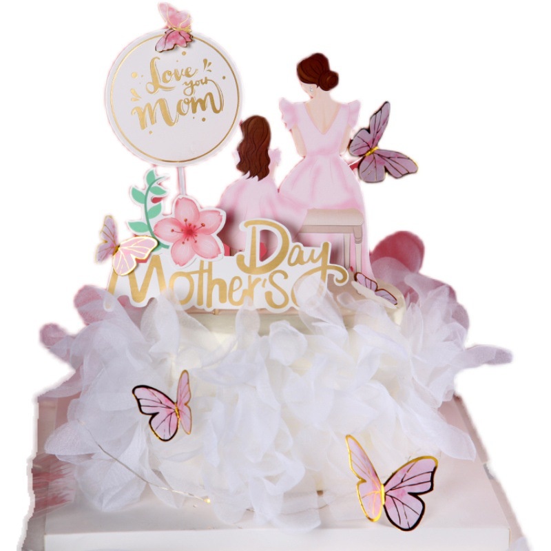 Phụ Kiện Cắm Trang Trí Bánh Kem Hình Chú Bướm Sau Lưng Lãng Mạn