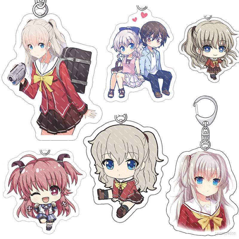 Móc khóa in hình nhân vật anime Charlotte Nao Tomori You Otosaka dễ thương bằng acrylic hai mặt