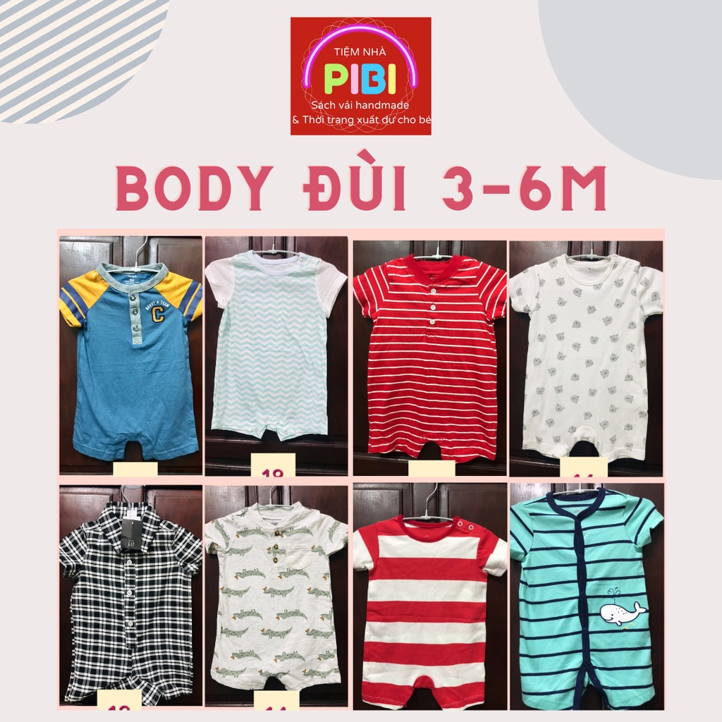 (Size 6M) Body đùi romper cho bé trai bé gái hàng xuất dư vải cotton mỏng mùa hè bodysuit