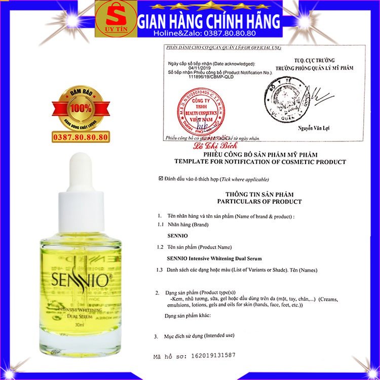Serum huyết thanh xóa thâm nám tàn nhang đồi mồi dưỡng trắng da chính hãng Sennio hàn quốc cho nám chân sâu mảng đốm kem