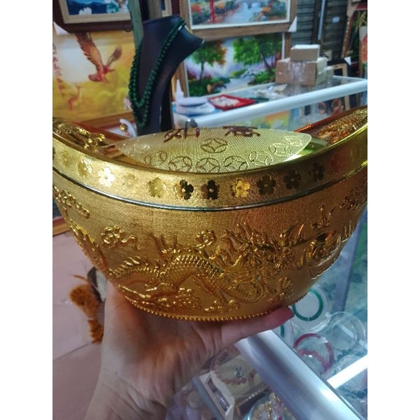 Kim nguyên bảo thỏi vàng tài lộc tạc hình phượng múa mây bay tài lộc vào nhà