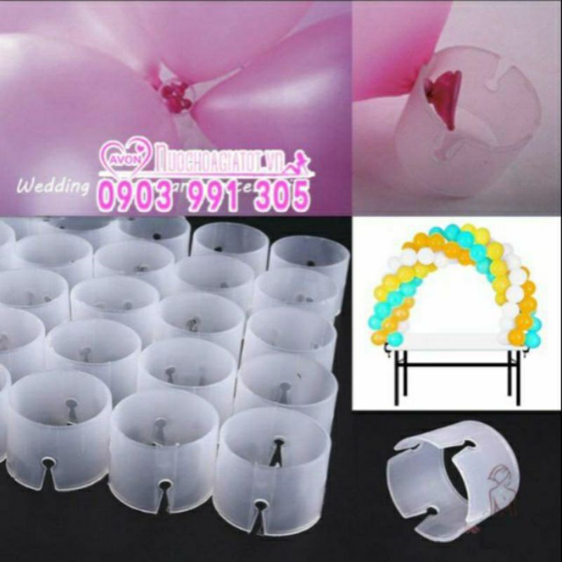 Set 100 khoen tròn gắn 4 bóng tạo khung cổng bong bóng trang trí lễ tết tiệc sinh nhật đầy tháng thôi nôi mừng thọ