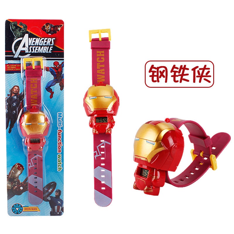 SUGE  Đồng Hồ Đeo Tay Biến Hình Hoạt Hình Mini Người Sắt Mickey Avengers Dành Cho Trẻ Em