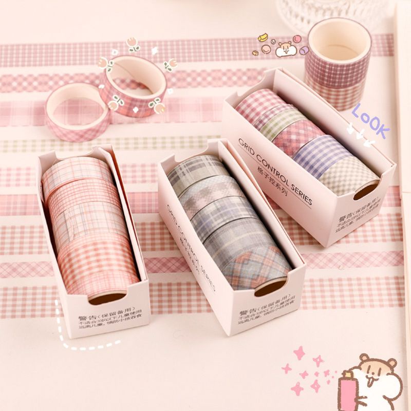 Set 6 cuộn băng dính washi Flowertree trang trí phong cách retro 🌈
