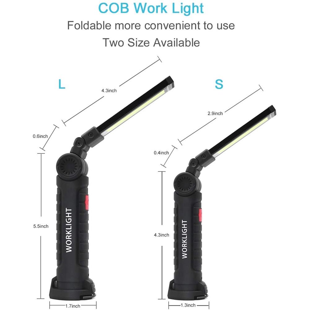 Đèn Pin LED COB Di Động Mới Với Cổng Sạc USB Có Móc Treo Và Đèn Pin Tích Hợp Cho Hoạt Động Ngoài Trời