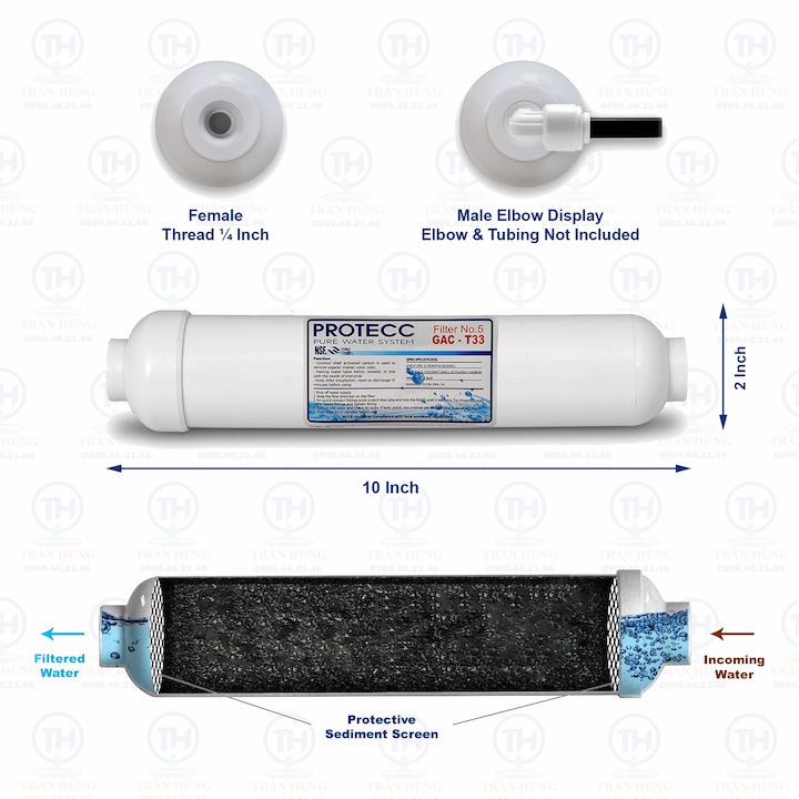 Lõi Tạo Khoáng Số 5 T33 Than Gáo Dừa PROTECC - Lõi Tạo Khoáng Cho Máy Lọc Nước