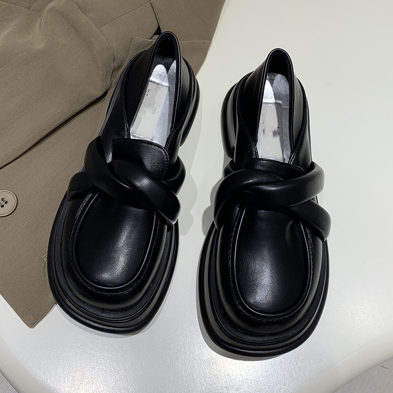 Giày Lolita Nữ Học Đường Cosplay Đan Chéo Nơ Đen, giày búp bê nữ phong cách hàn quốc Vintage