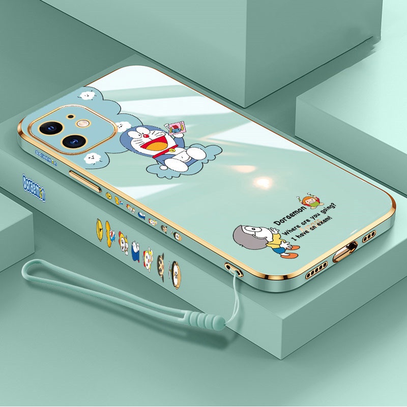 Ốp điện thoại silicon mạ điện họa tiết Doraemon cho IPHONE 13 12 11 PRO MAX 6 6S 7 I8 7+ PLUS X XR XS MAX SE 2020