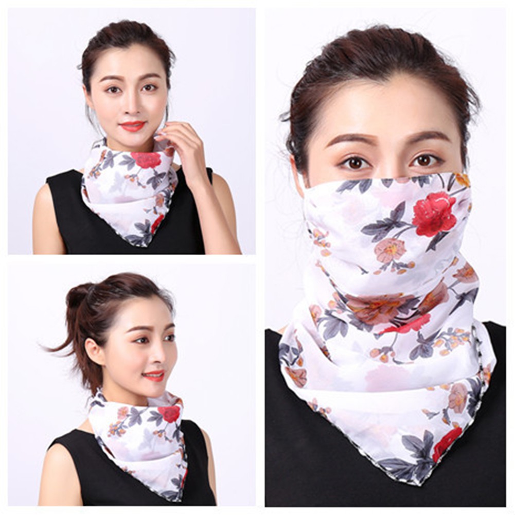 Khẩu trang che mặt tích hợp khăn choàng cổ chống bụi và tia UV in hình họa tiết hoa thời trang dành cho nữ | BigBuy360 - bigbuy360.vn