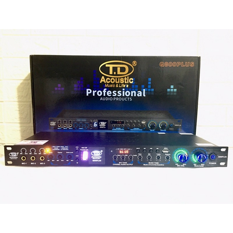 Vang Lai Số TD Q800 Plus 2022 Có Điều Khiển (Có Reverb) (Tặng 2 Dây Canon): 8 Chế Độ Hát, Bluetooth, Usb, Optical, AV