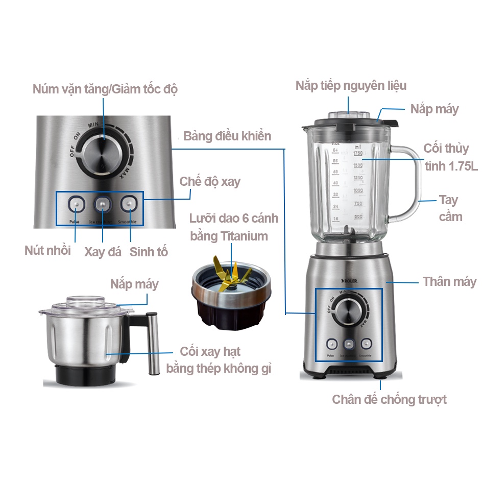 Máy xay sinh tố đa năng Roler RB-4138A