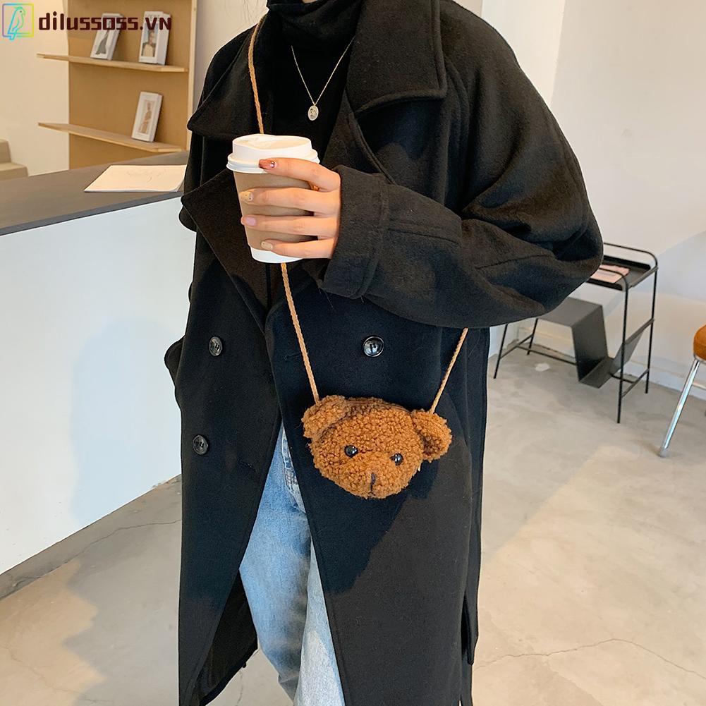 Túi Đeo Chéo Hình Gấu Nhồi Bông Xinh Xắn
