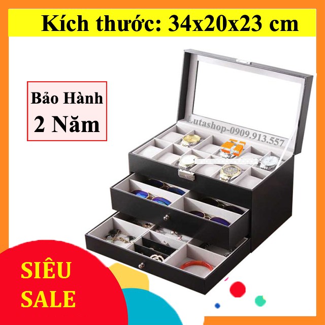 Hộp Đựng Đồng Hồ Da, Gỗ Giá Rẻ 2 Tầng, 3 Tầng, Kèm Trang Sức, Mắt Kính Cao Cấp Chính Hãng