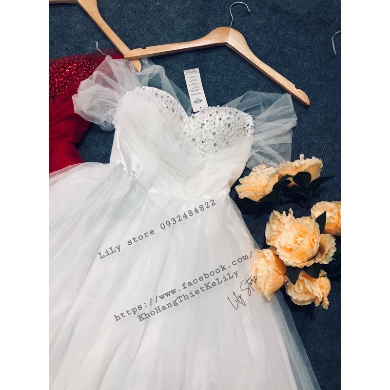 MS1452V  ĐẦM CUP BÍ SOẮN HOA ĐÍNH ĐÁ kết tay (ảnh và video thật 10000%)