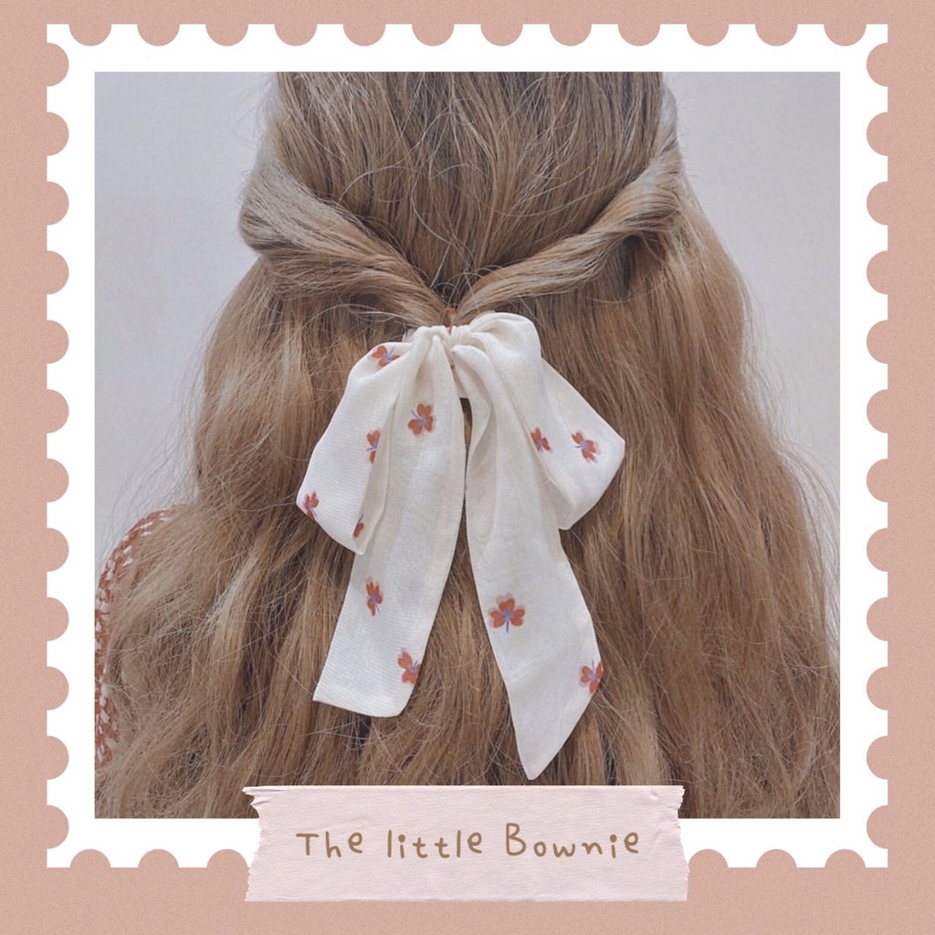 Cột tóc vải nơ hoa Ribbon Scrunchie