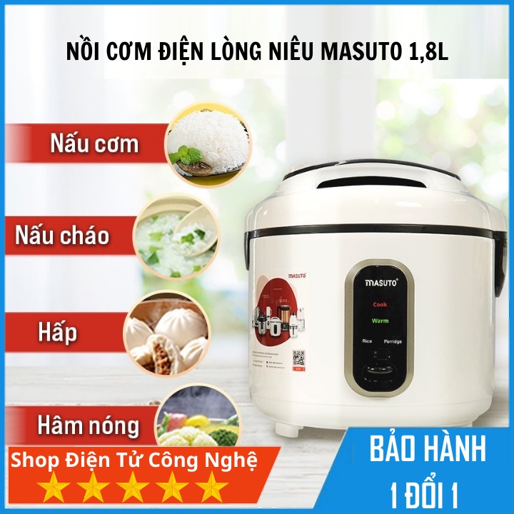 Nồi cơm điện lòng niêu Masuto GS-30P 1,8L màn hình LED cao cấp sử dụng cho 4-6 người ăn