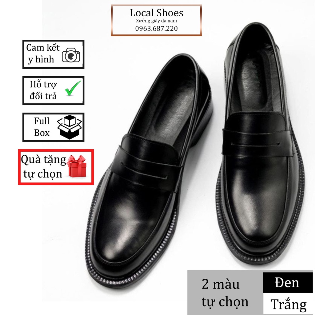 [ Đế gỗ ] Penny Loafer , giày lười nam da thật