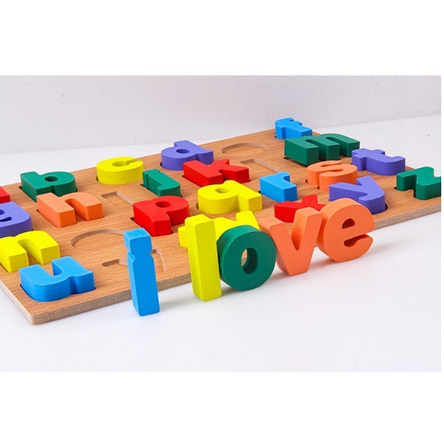 Đồ chơi gỗ - Bảng nổi KT 30x23cm chữ Tiếng Anh, số, hình khối cho bé