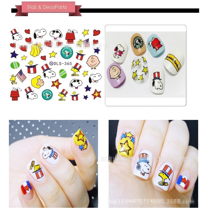 Miếng Dán Trang Trí Móng Tay Hình Snoopy Xinh Xắn