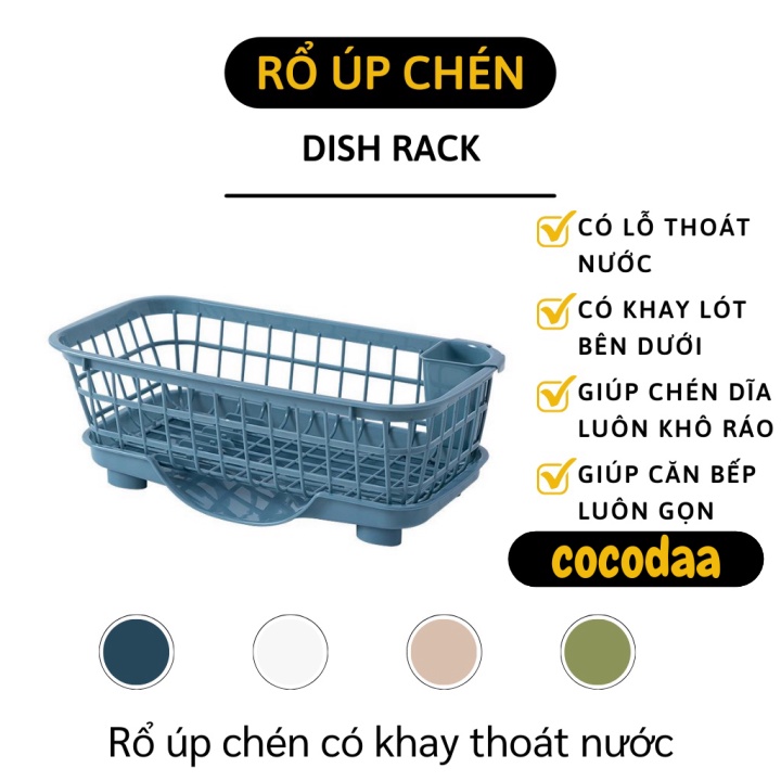 Khay Úp Chén Bát - Kệ Rổ Để Chén Dĩa Có Hũ Đựng Đũa, Muỗng Và Khay Hứng Nước 8397 [FREESHIP]