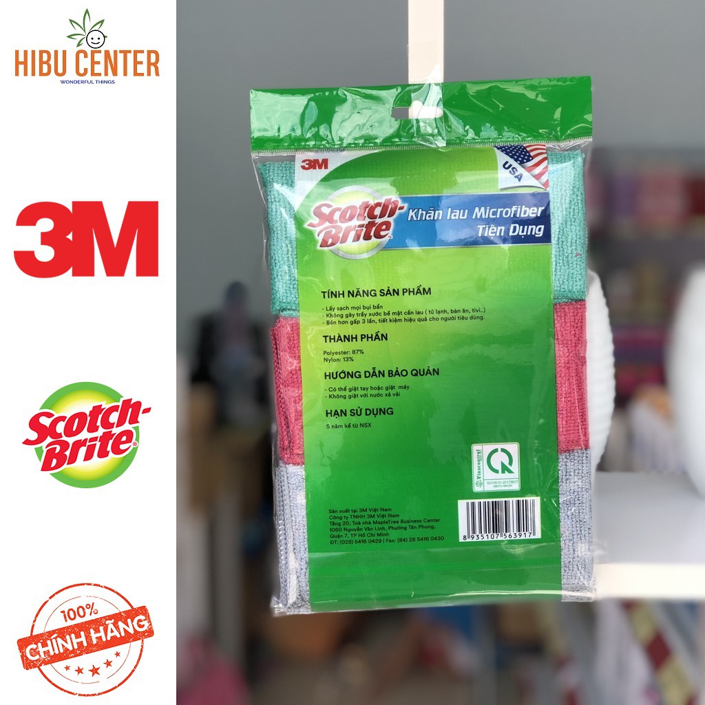 Khăn Lau Bếp Microfiber Tiện Dụng Scotch-Brite 3M 30x30cm – Lấy Sạch Bụi Bẩn, Không Lo Trầy Xước, Sức Mạnh 3 Trong 1