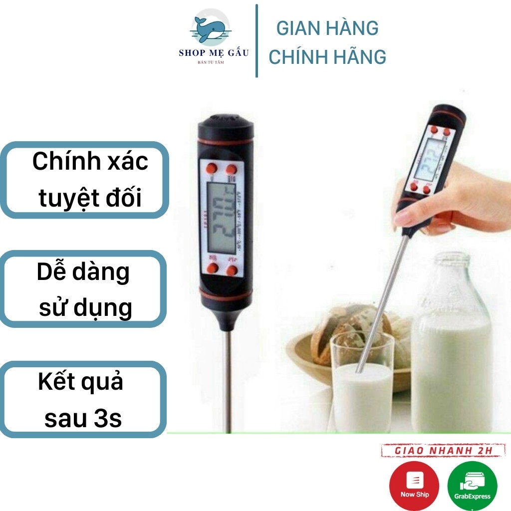 Que đo nhiệt độ ⚡CHÍNH XÁC⚡ Nhiệt kế điện tử đa năng đo nhiệt độ sữa, nước, thực phẩm chính xác sau 3 giây