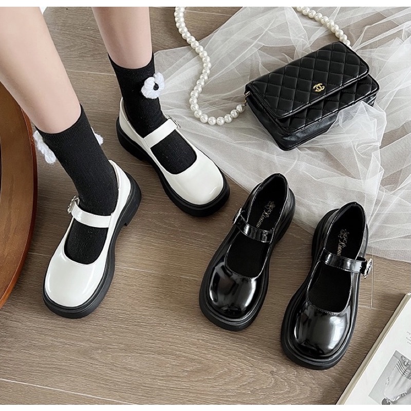 Giày búp bê có quai khoen bông hoa Mary jane dễ thương vintage Yannie Lolita