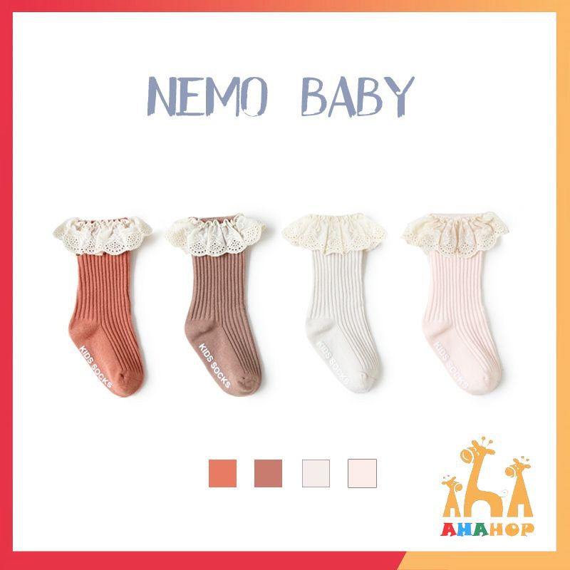 Tất len cho bé - Tất vớ đùi phối ren Nemo Baby dễ thương phong cách Hàn Quốc cho bé từ 2-4 tuổi NEMO3