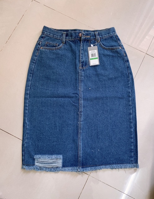 Nhập WAMS8 giảm 15%_ Chân váy jean dài phom chữ A, rách xẻ sau 1760 | BigBuy360 - bigbuy360.vn