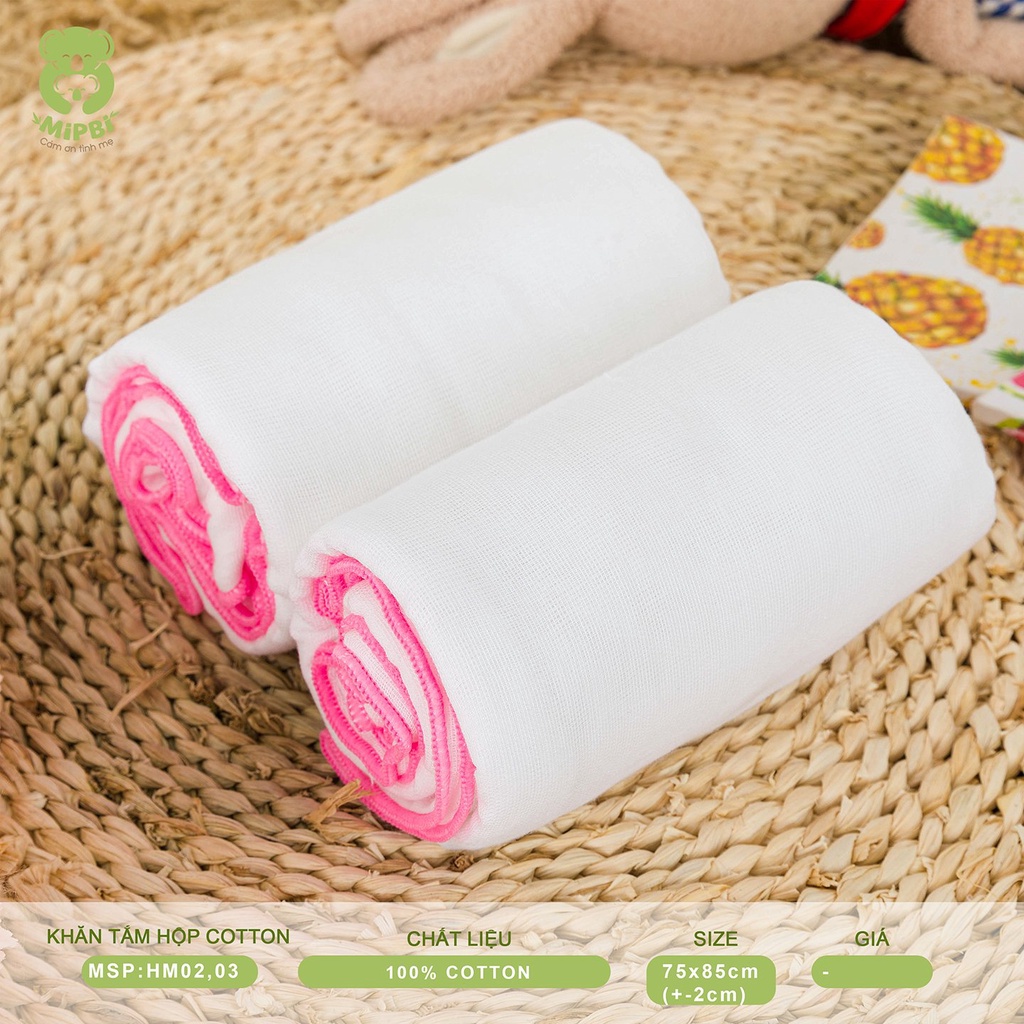 Khăn tắm cao cấp Mipbi 6 lớp 100% cotton HM03 (Hộp 2 chiếc 75x85cm)