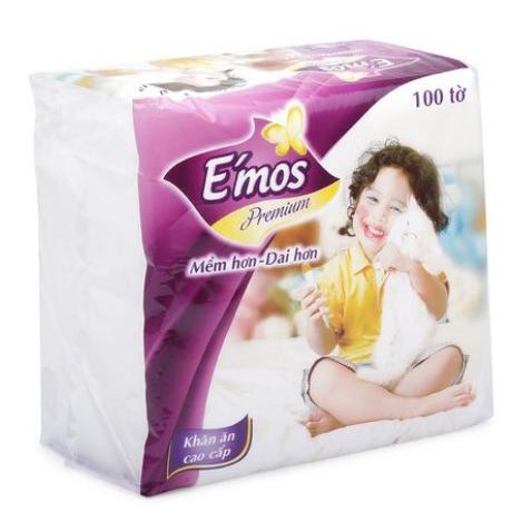 KHĂN GIẤY VUÔNG E-MOS BỊCH 100 TỜ loại bự