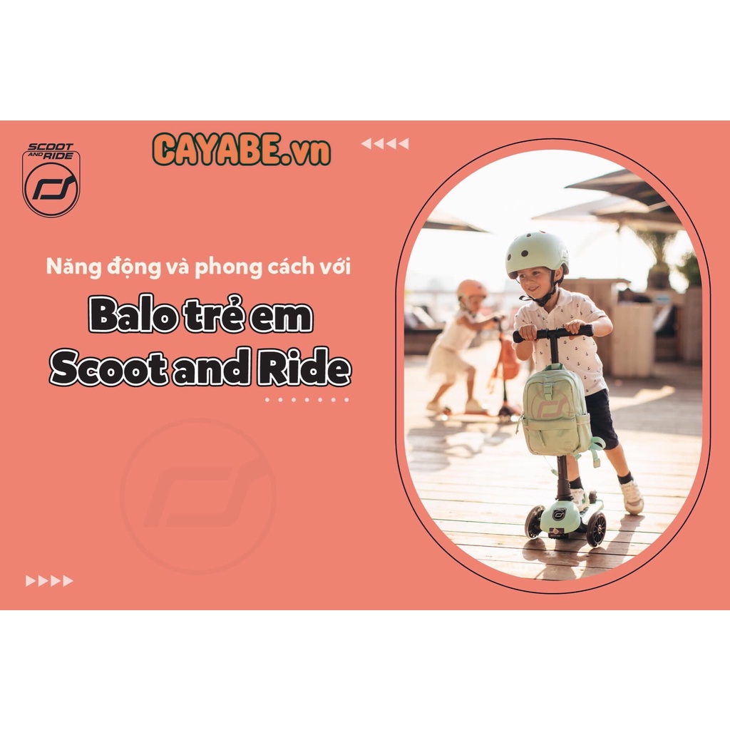 Ba lô trẻ em Scoot and Ride phản quang 360 độ chính hãng đủ màu cho bé 6L
