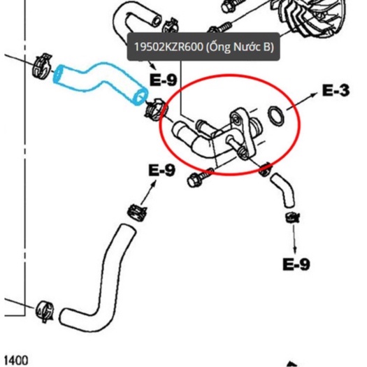 ỐNG NƯỚC AB 125 / LEAD 125 / SH MODE ZIN CHÍNH HÃNG HONDA