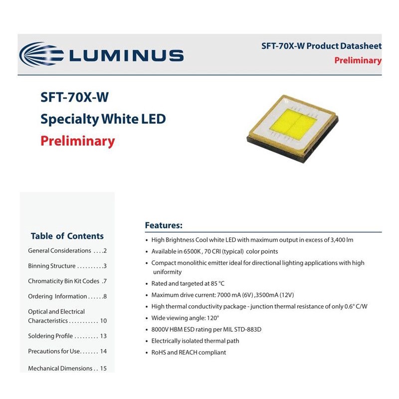 Đèn Pin Luminus SFT-70X-W5050 42W SFT70 LED 6V / 7A Chất Lượng Cao