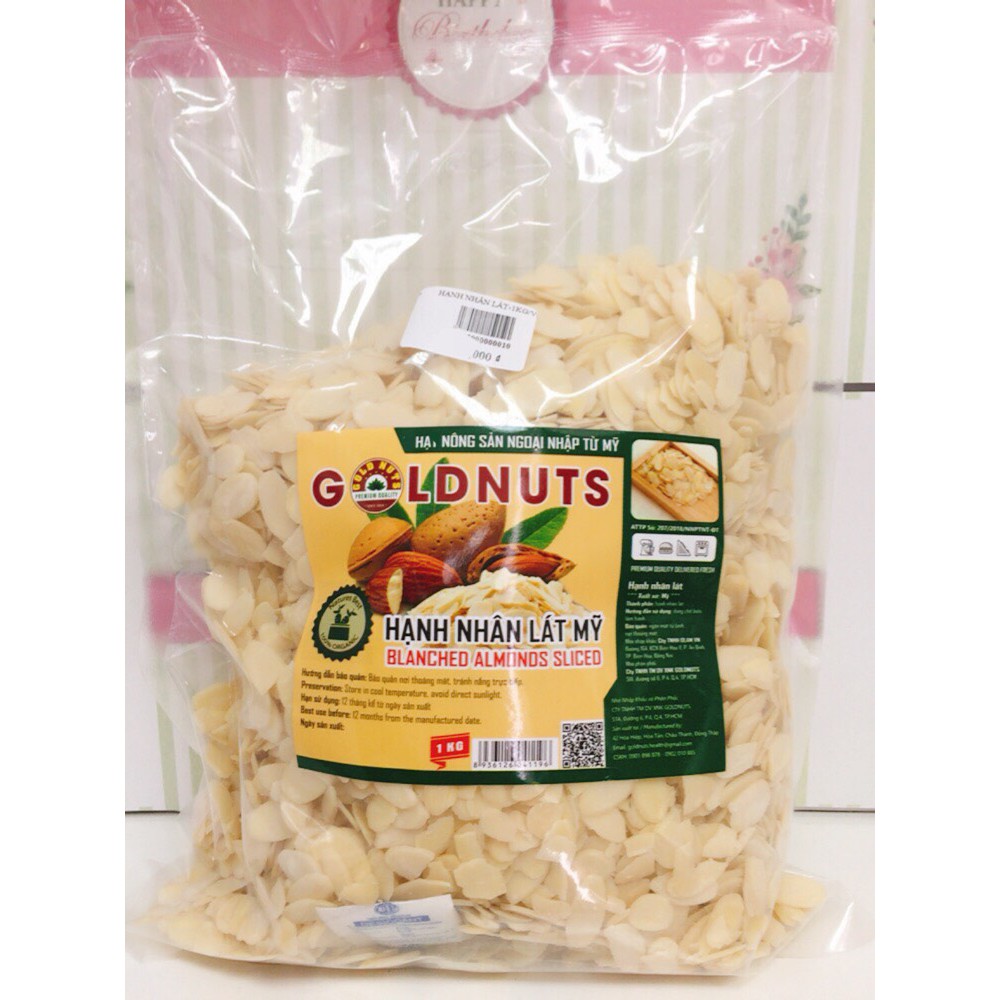 Hạnh nhân lát GoldNuts gói 1kg có mùi vị thơm ngon và giàu chất dinh dưỡng nguyên liệu làm bánh hot