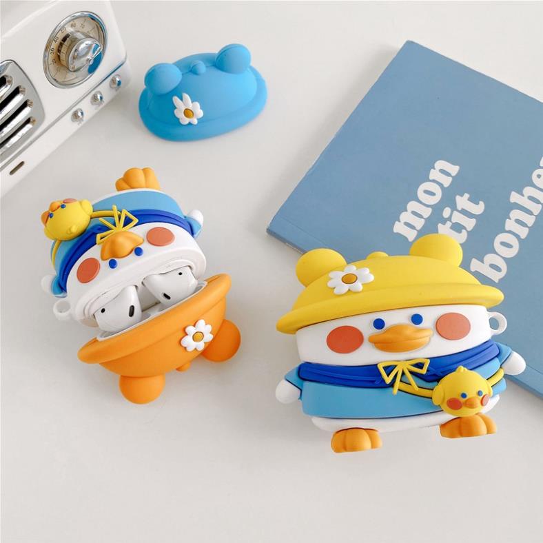 Vỏ bảo vệ đựng tai nghe Airpod 1/Airpod 2/Airpod pro Vịt - Duck  3 mũ Siêu Cute Bằng Sillicone Dẻo  Airpods- Dino Case