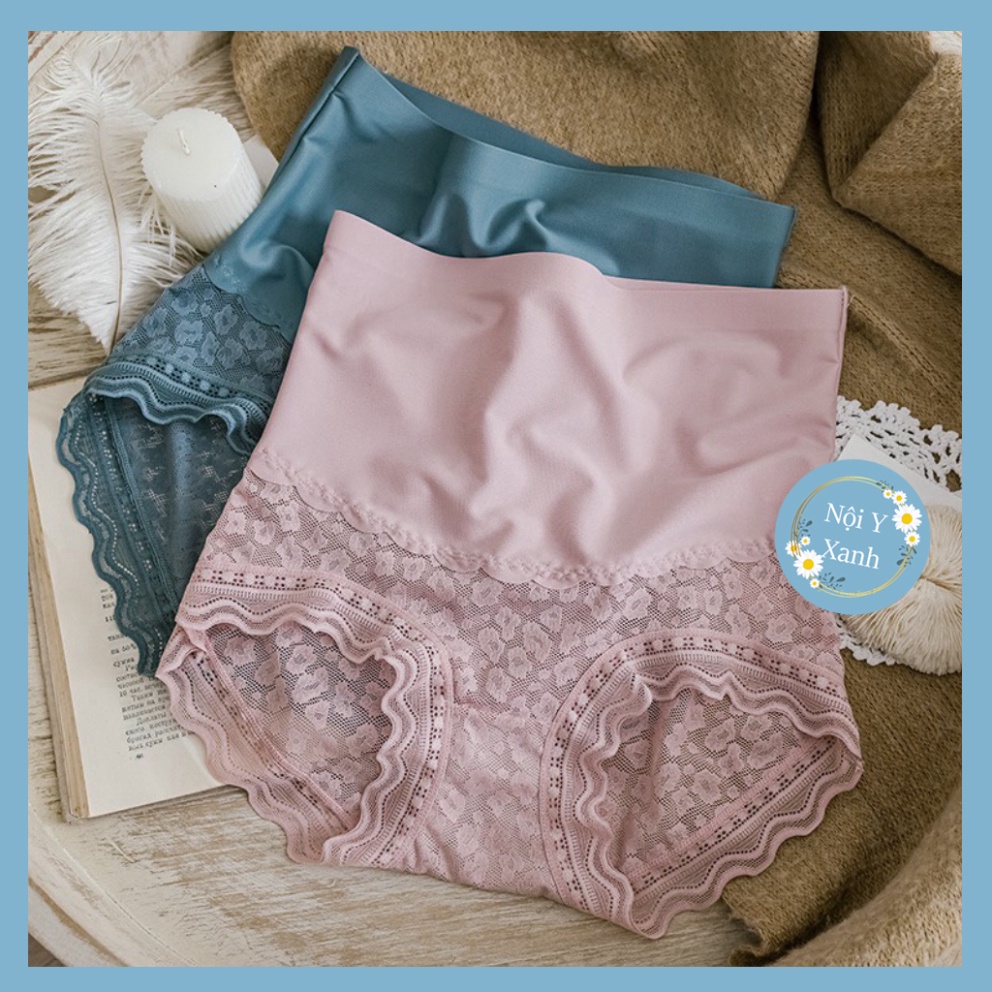 Quần Lót Nữ Gen Bụng Định Hình Chất Su Lạnh Phối Ren Hoa Cao Cấp Ms888 nội y xanh chất cực đẹp, sang chảnh, đồ lót
