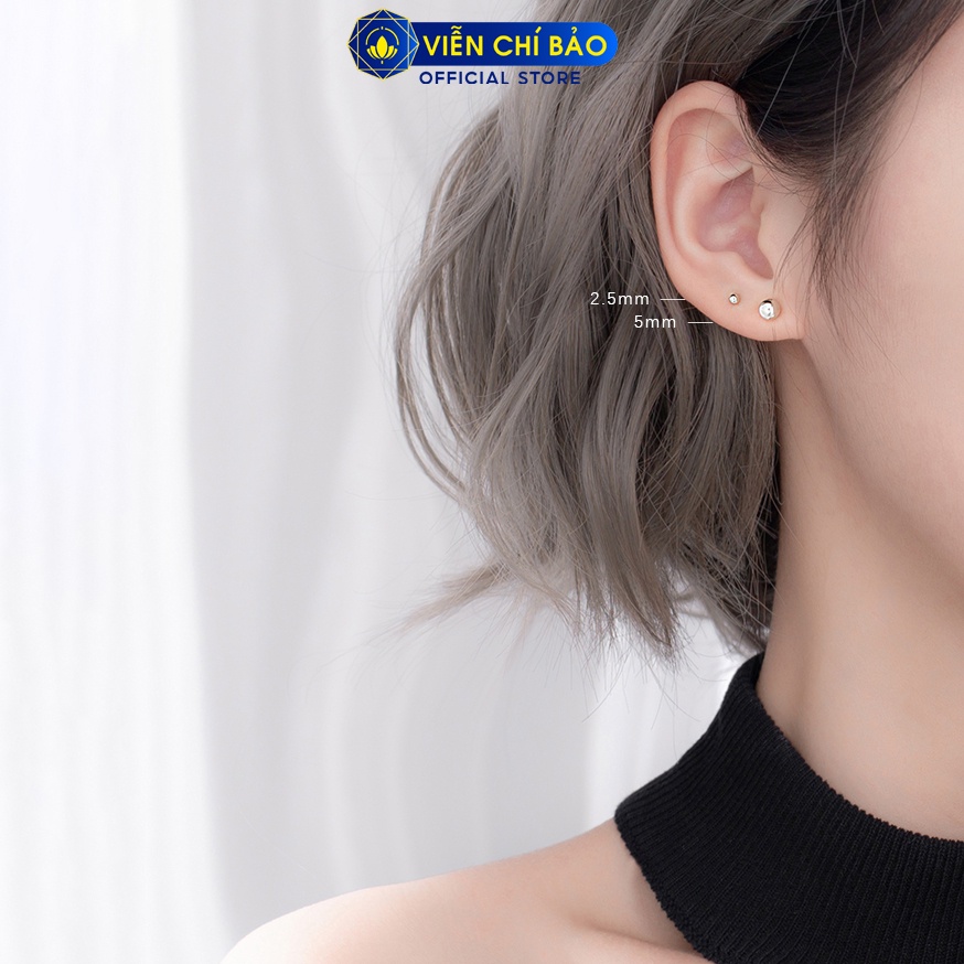 Khuyên tai bạc nữ bi tròn nhiều kích cỡ chất liệu bạc 925 thời trang phụ kiện trang sức nữ Viễn Chí Bảo B000061-21a