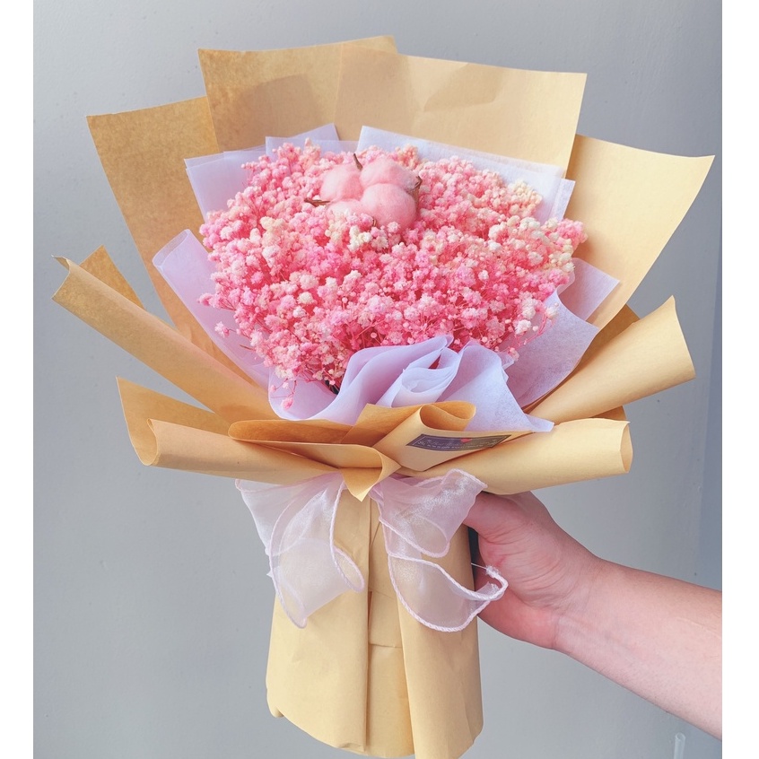 Bó hoa Baby khô phong cách vintage đơn giản nhưng siêu đẹp