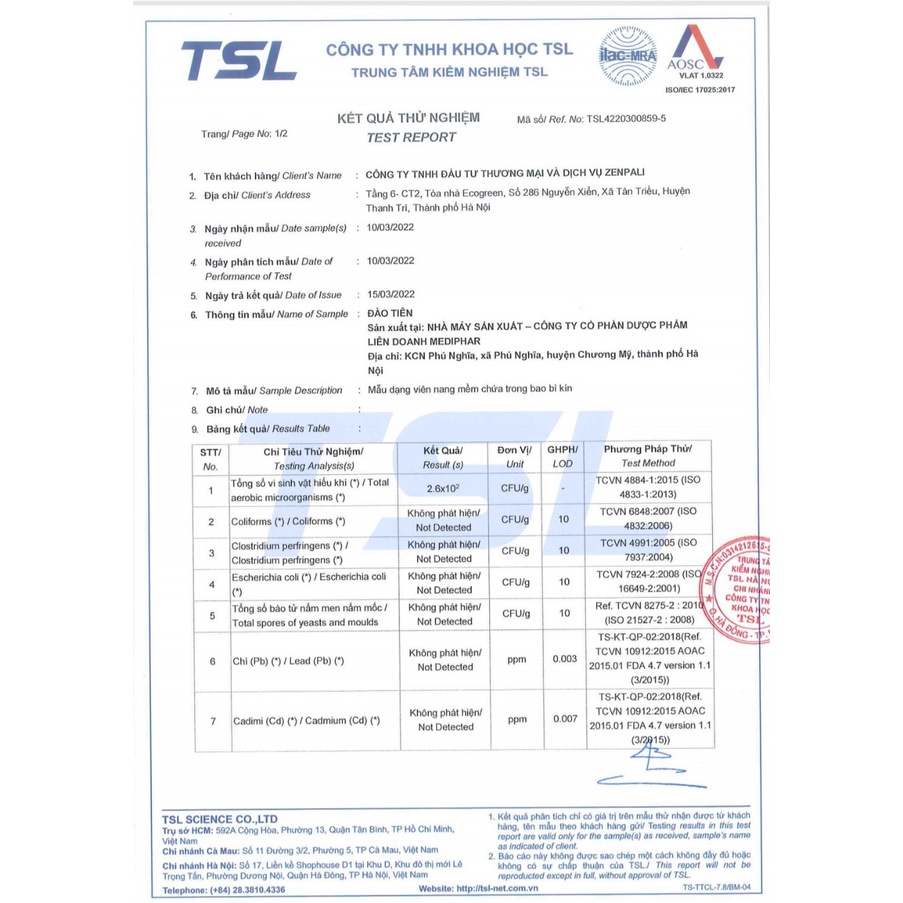 Collagen Đào Tiên Zenpali - Tăng Vòng 1 Đào Tiên Zenpali hộp 30 viên