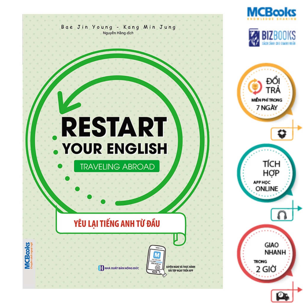 Sách - Combo 2 Cuốn Restart Your English - Yêu Lại Từ Đầu Tiếng Anh - Chủ Đề: More Expression & Traveling Abroad Mcbooks