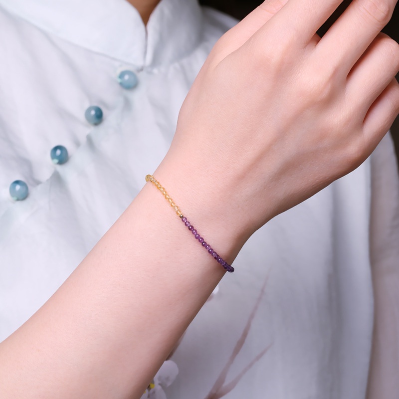 [Hàng Mới] Vòng Tay Đá Thạch Anh Tím Phối Màu Thời Trang Xuân Hè