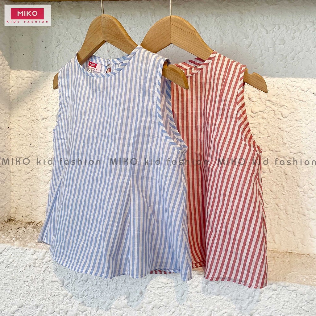 Đồ bộ ba lỗ bé trai bé gái MIKO sọc vải xô đũi mẫu PIE