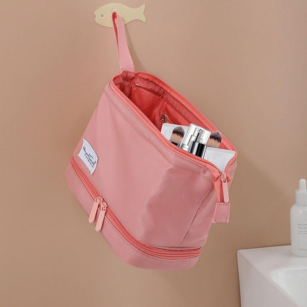 CABEZA Túi Đựng Mỹ Phẩm Du Lịch Hai Lớp In Chữ Phong Cách Hàn Quốc