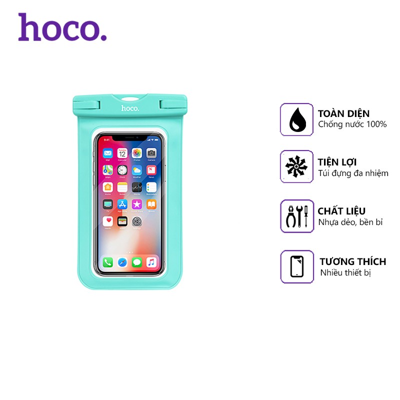 Túi đựng điện thoại chống nước Hoco Common nhựa cao cấp, an toàn khi đi biển, tương thích nhiều thiết bị | BigBuy360 - bigbuy360.vn